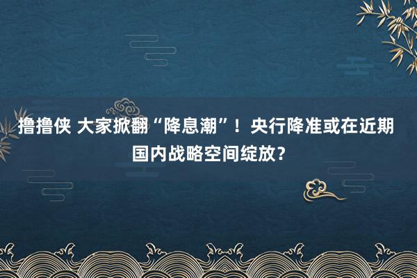 撸撸侠 大家掀翻“降息潮”！央行降准或在近期 国内战略空间绽放？