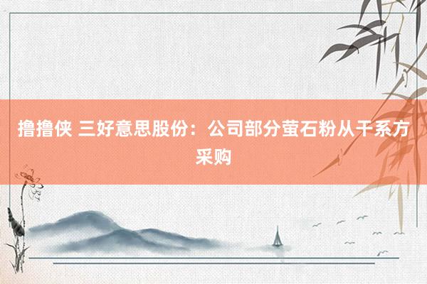 撸撸侠 三好意思股份：公司部分萤石粉从干系方采购