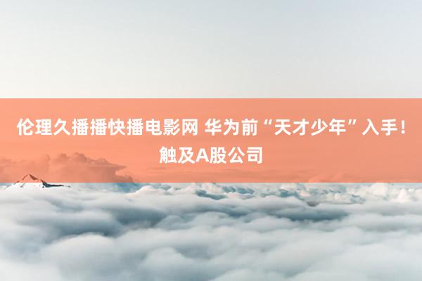 伦理久播播快播电影网 华为前“天才少年”入手！触及A股公司